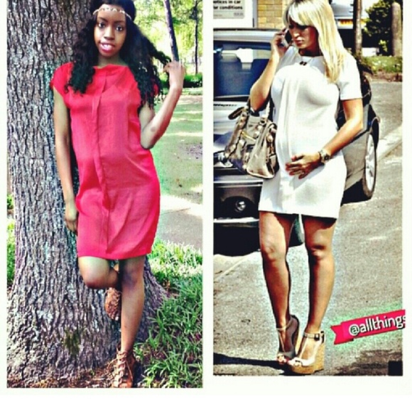 Mango red shift dress.