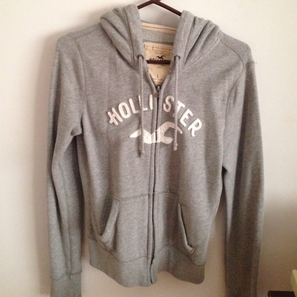 Hollister Sweaters - Heather Grey Hollister Zip Up Hoodie