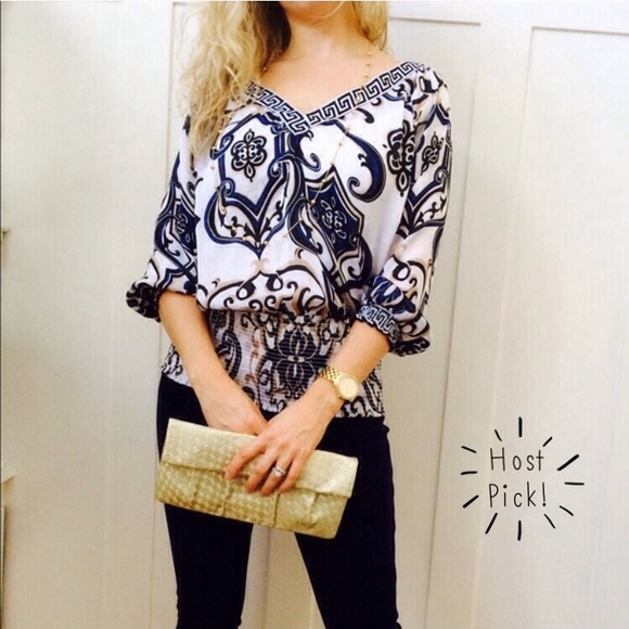 White House Black Market Tops - White House Black Market Lovely Printed Blouse