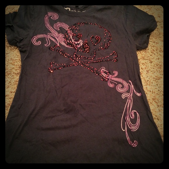 Dragonfly bling skull top, laced up detailing