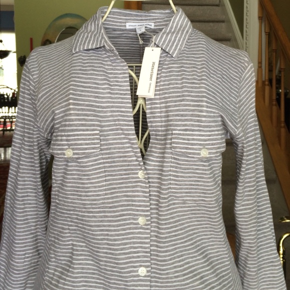 ⭐️SALE⭐️ NWT James Perse striped button up shirt - Picture 2 of 5