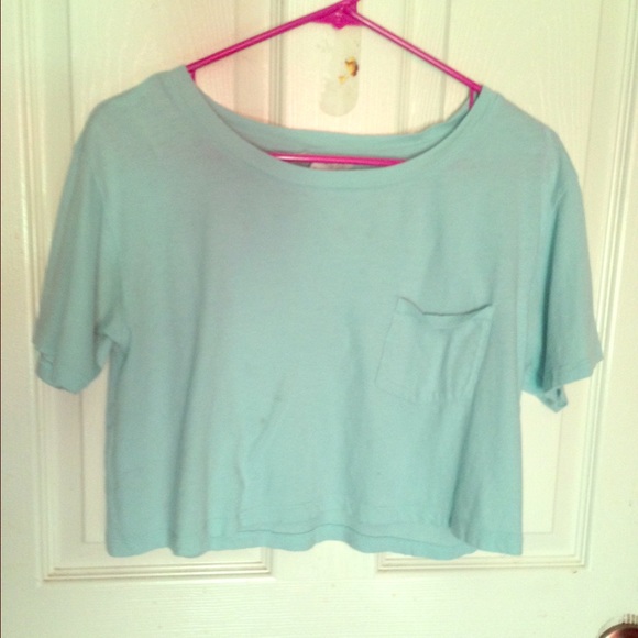 Mint/light blue boxy crop top