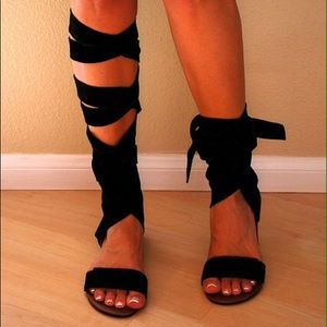 Black suede gladiator sandals
