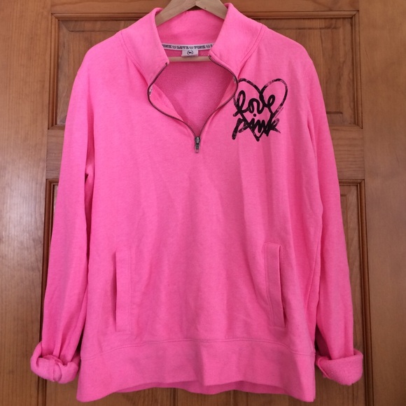 PINK half zip pullover sweatshirt