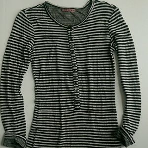 Velvet Brand Black and White Striped Shirt