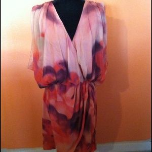 NWT flowing swirled color wrap dress