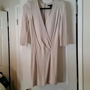 3 quarter sleeve v neck dress