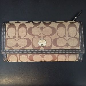 Brown COACH checkbook wallet