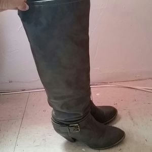 Grey buckle boots