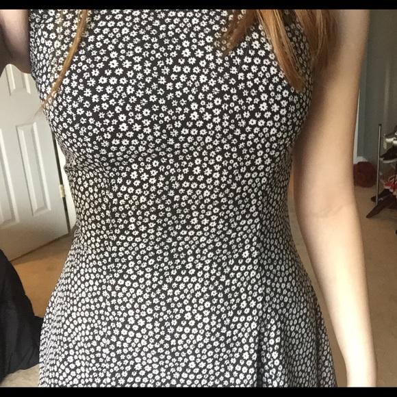 Black and white floral skater dress