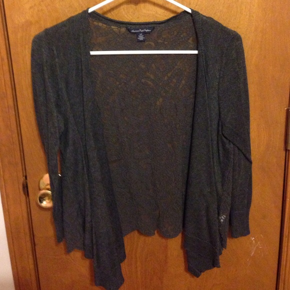 Dark grey cardigan with lace back