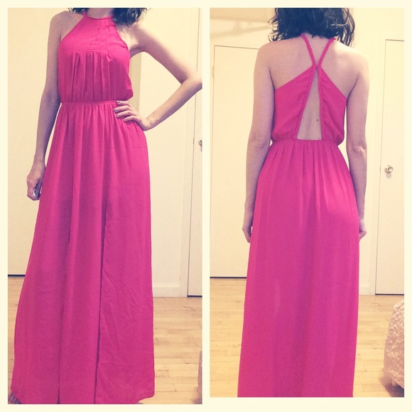 Magenta Maxi Dress w/Open Back