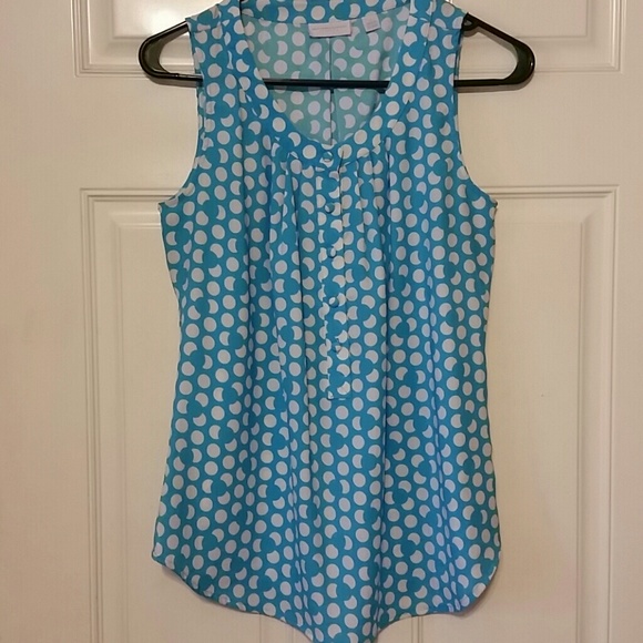 Blue and white polka dotted tank