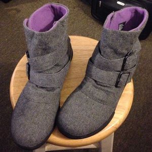 Gray Fabric Slip on Boots