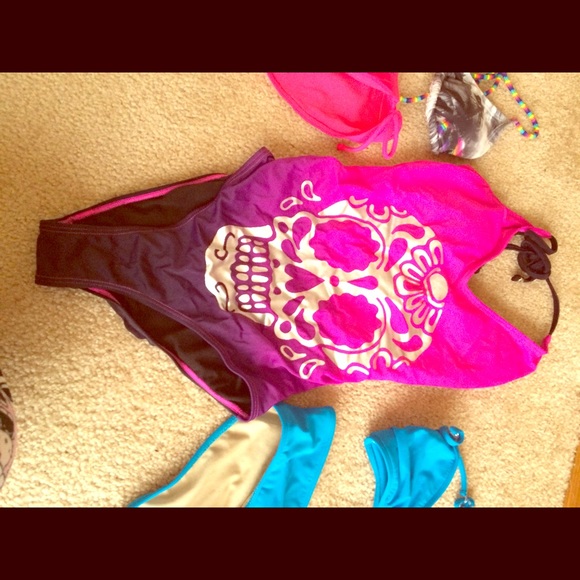 Sugar skull monokini! Bathing suit