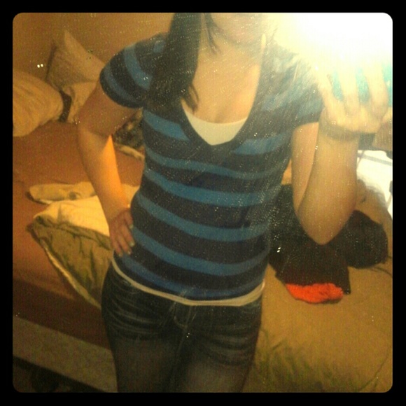 Old Navy blue striped shirt.