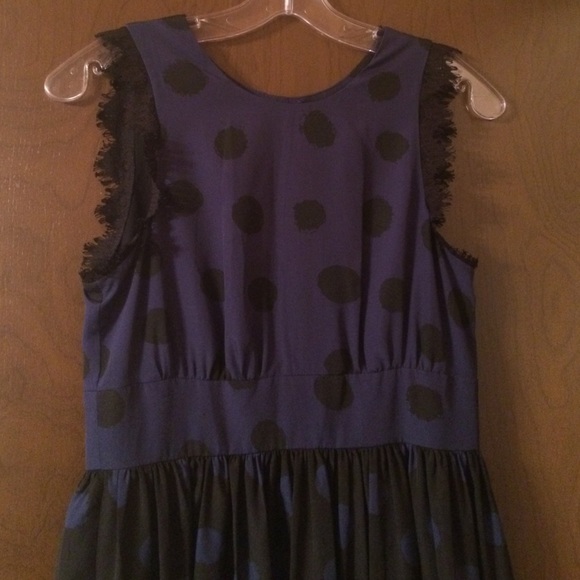 Navy & black polka dot dress.