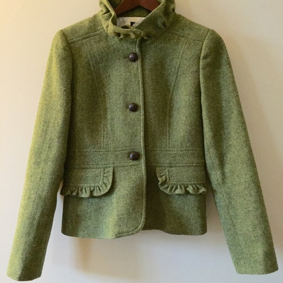 Jcrew tweed jacket w/ruffle detail, sz 8- adorable