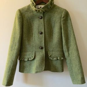 Jcrew tweed jacket w/ruffle detail, sz 8- adorable