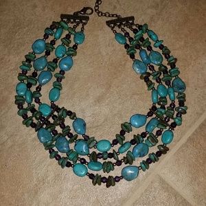 Turquoise and purple beaded necklace