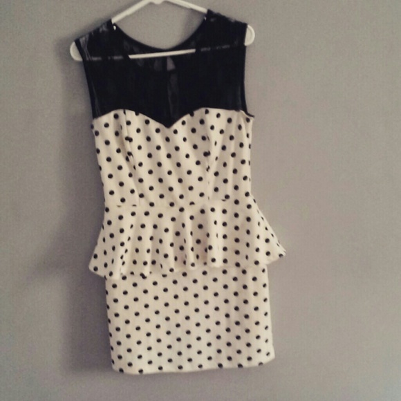 NWOT Laced Poka-Dot Peplum Dress