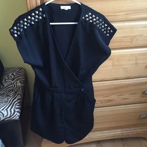 Black silence + noise romper w studded sleeves.
