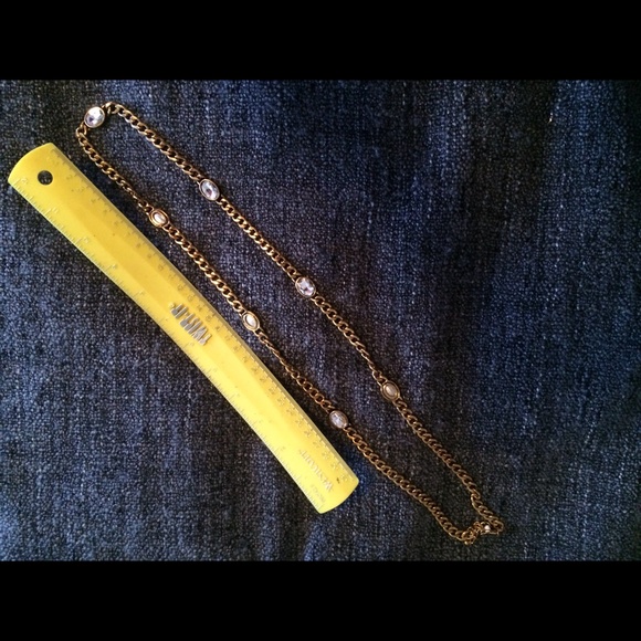Gold and rhinestone chain necklace