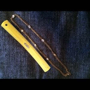 Gold and rhinestone chain necklace