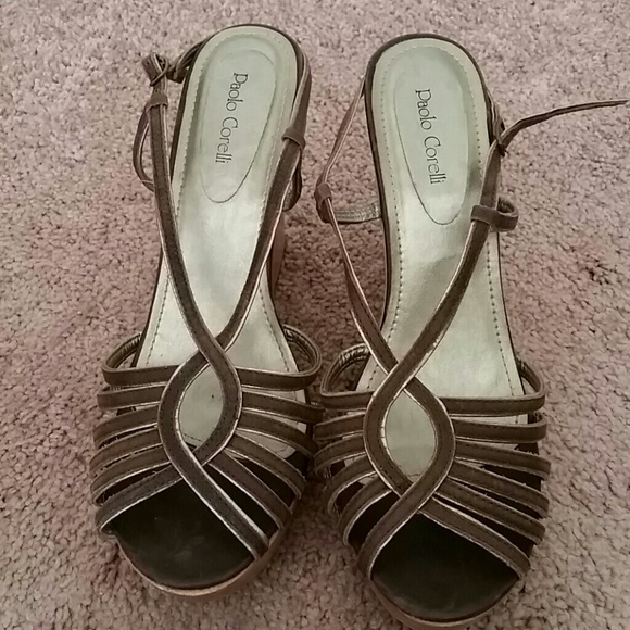 Brown strap sandals hint of gold - Picture 1 of 3