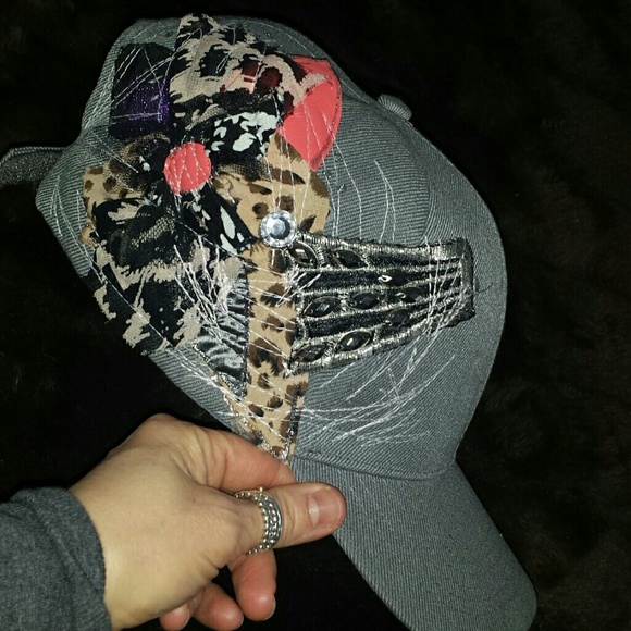 Grey base ball style hat