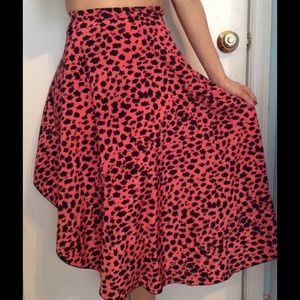 Pink cheetah asymmetrical skirt