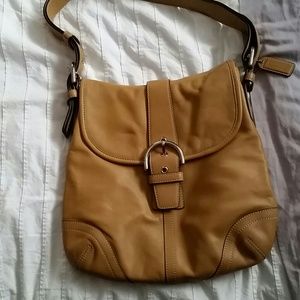 Authentic Coach tan Large crossbody bag.