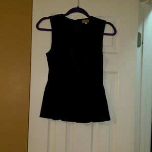 Black Velvet/Velour like Peplum top Small