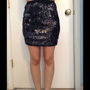 Sequin black mini skirt