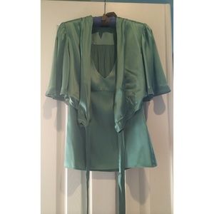 BCBG MAXAZRIA Green Silk Blouse