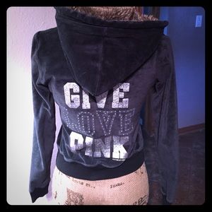 Velour fur hood zip up💗