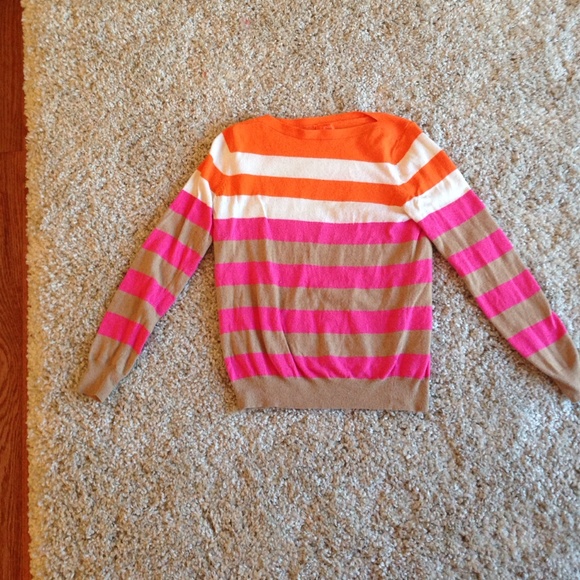 Sweater orange white and pick strip sweater