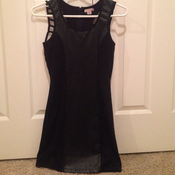 Sexy leather stripe dress