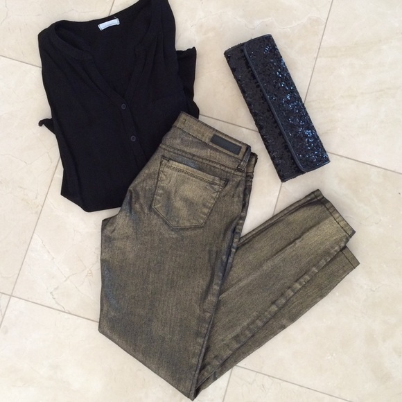 ⭐️Black and gold stretch jeans