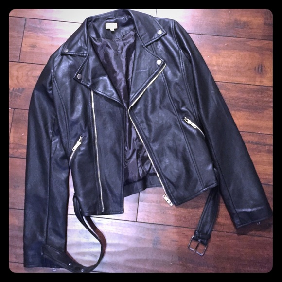 Brandy black leather biker jacket