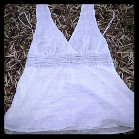 The Limited halter top white and silver medium