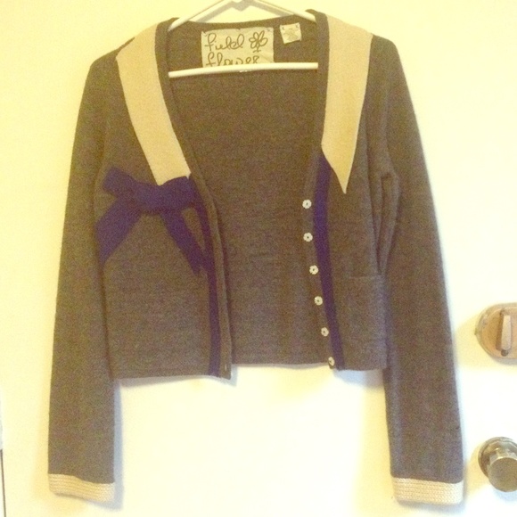 Anthropolgie Field of Flowers 100% wool cardigan