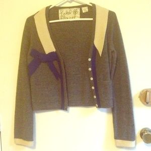 Anthropolgie Field of Flowers 100% wool cardigan