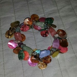 Multi colored shell bangle