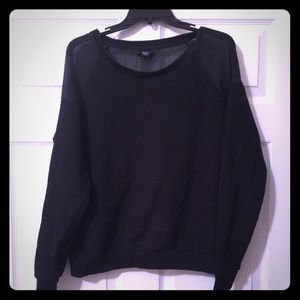 Black Sweatshirt with sheer shoulder and back.