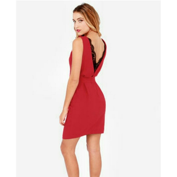 Lulus Red Dress with Black Lace