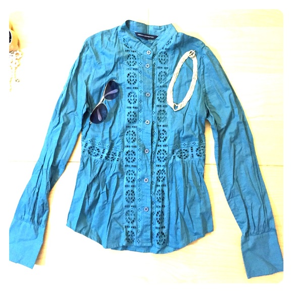 French Connection Lace Sea Green Top