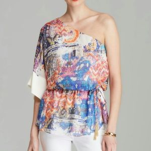 Rachel Roy One Shoulder Silk Top