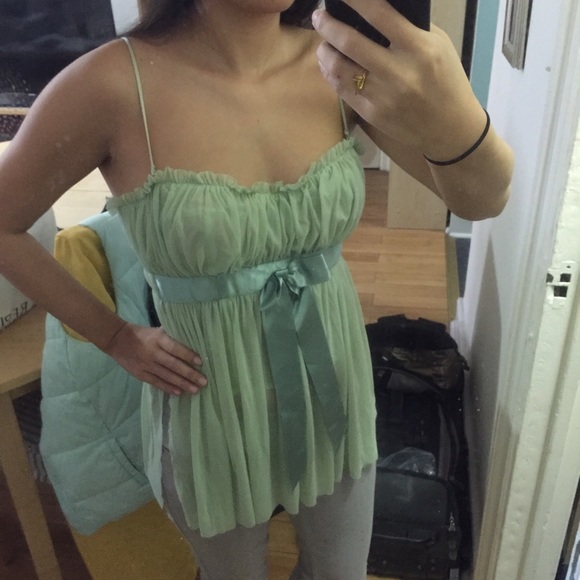 🌷2.HP🌷 Seafoam Green Chiffon Top - Picture 3 of 4