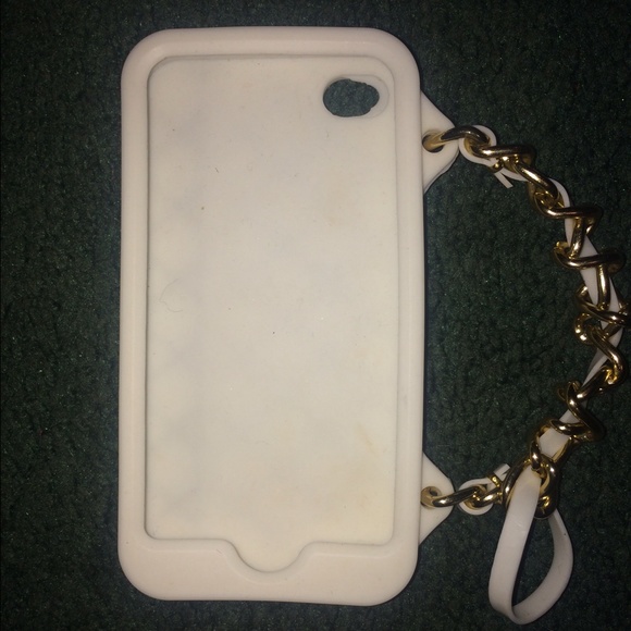 White & Gold Chain Quilted iPhone 4/4s Purse Case - Picture 2 of 3